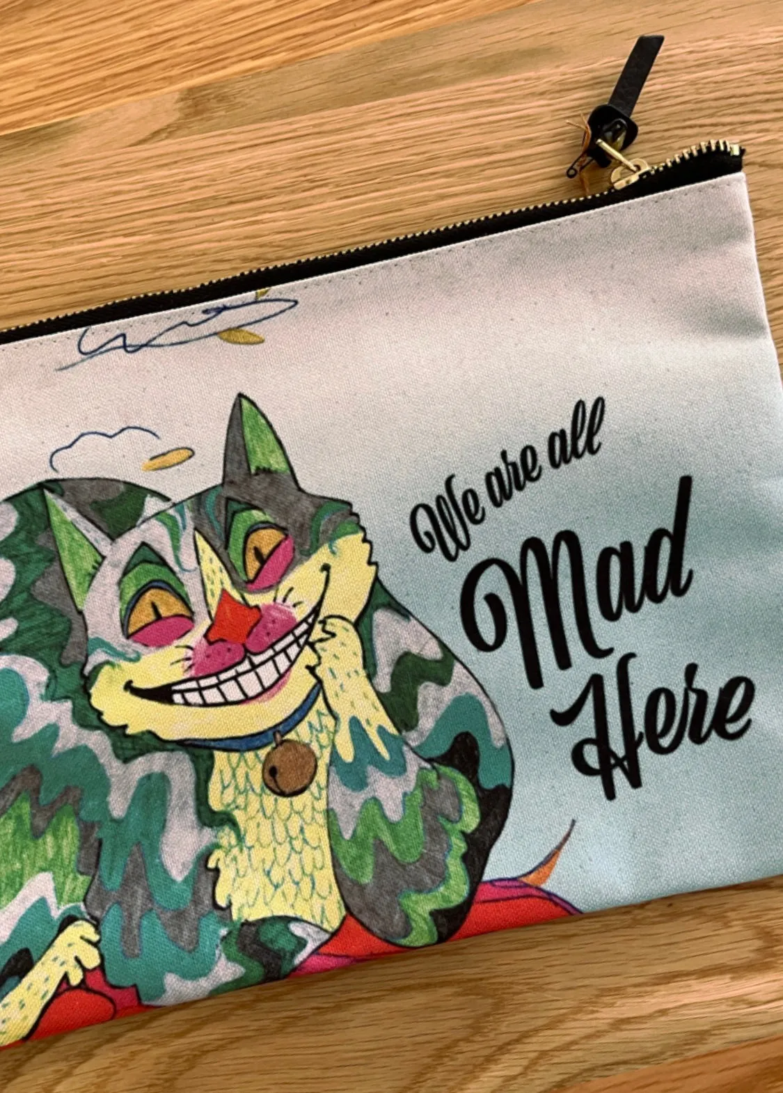 Cheshire Cat Polyester Pouch - Designed by Sadie Rothenberg