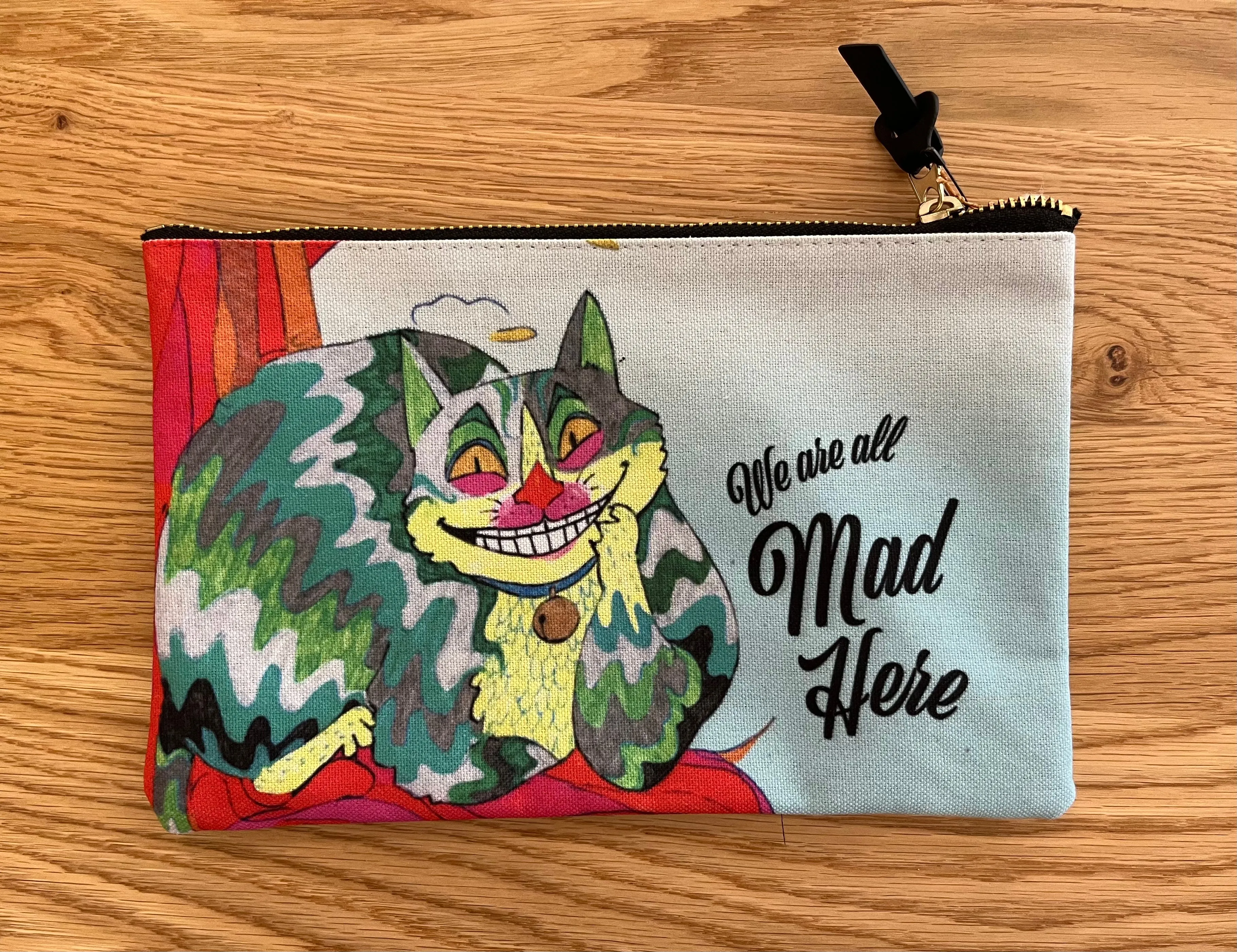 Cheshire Cat Polyester Pouch - Designed by Sadie Rothenberg