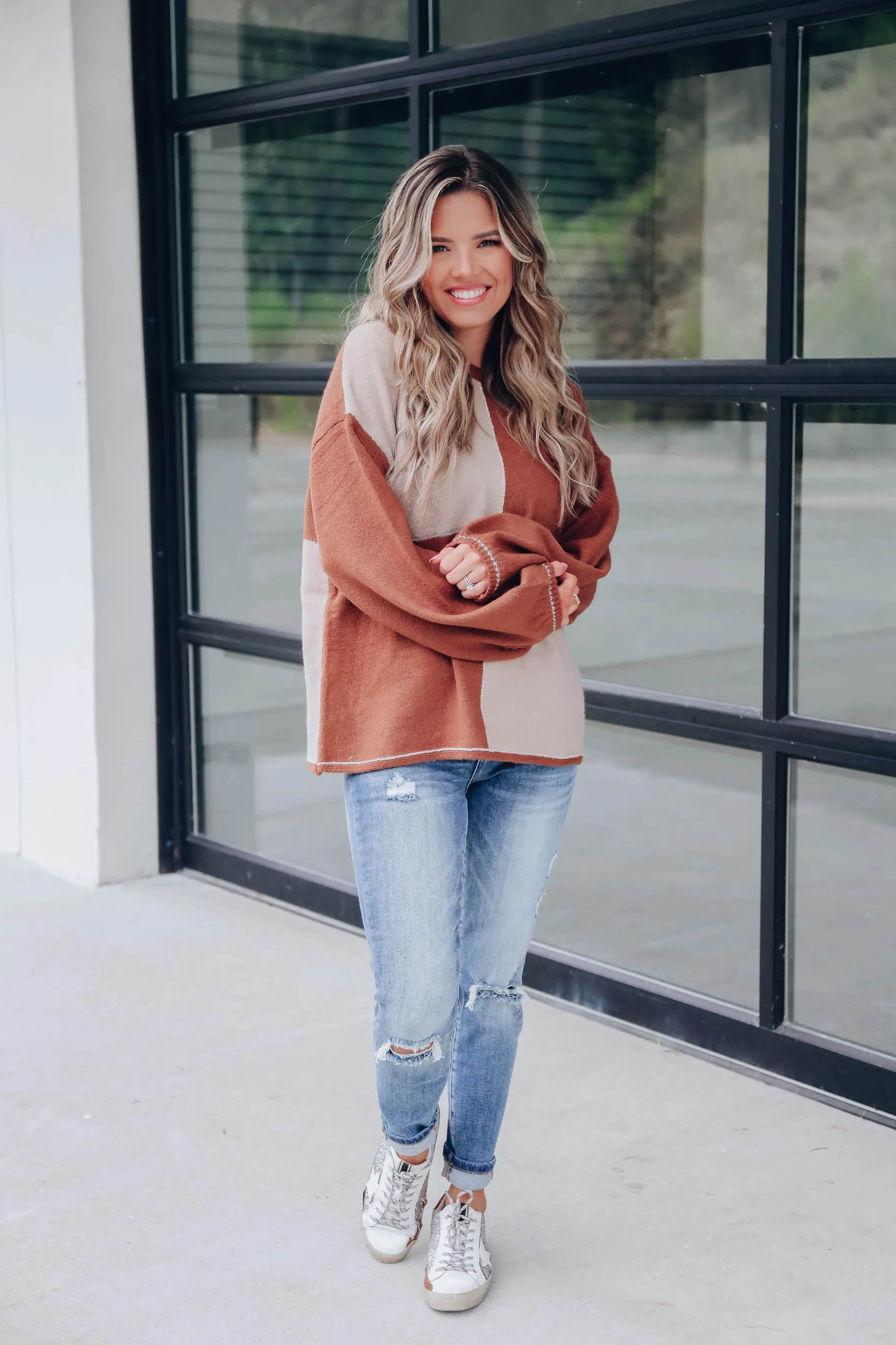 Coffee House Color Block Sweater