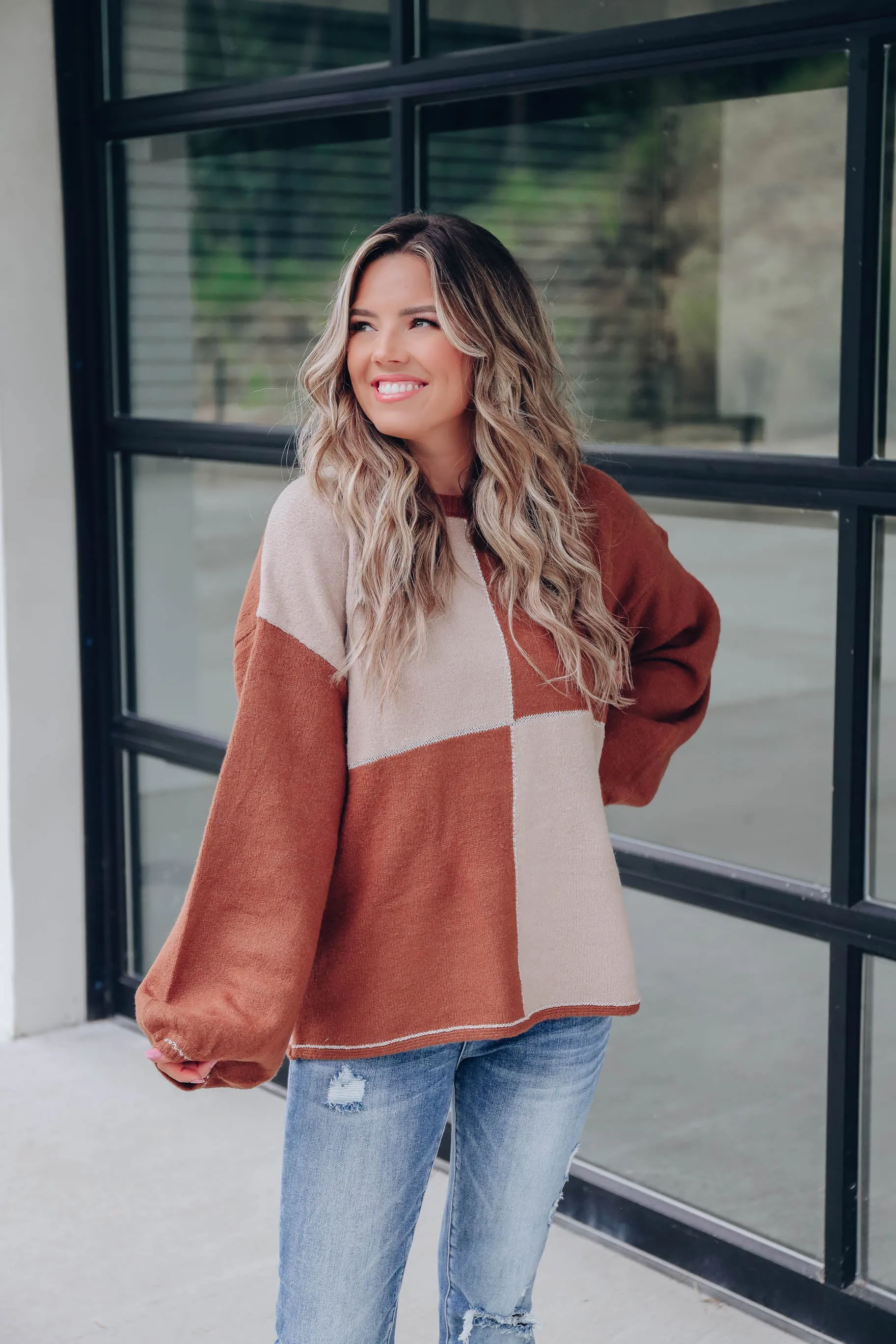 Coffee House Color Block Sweater