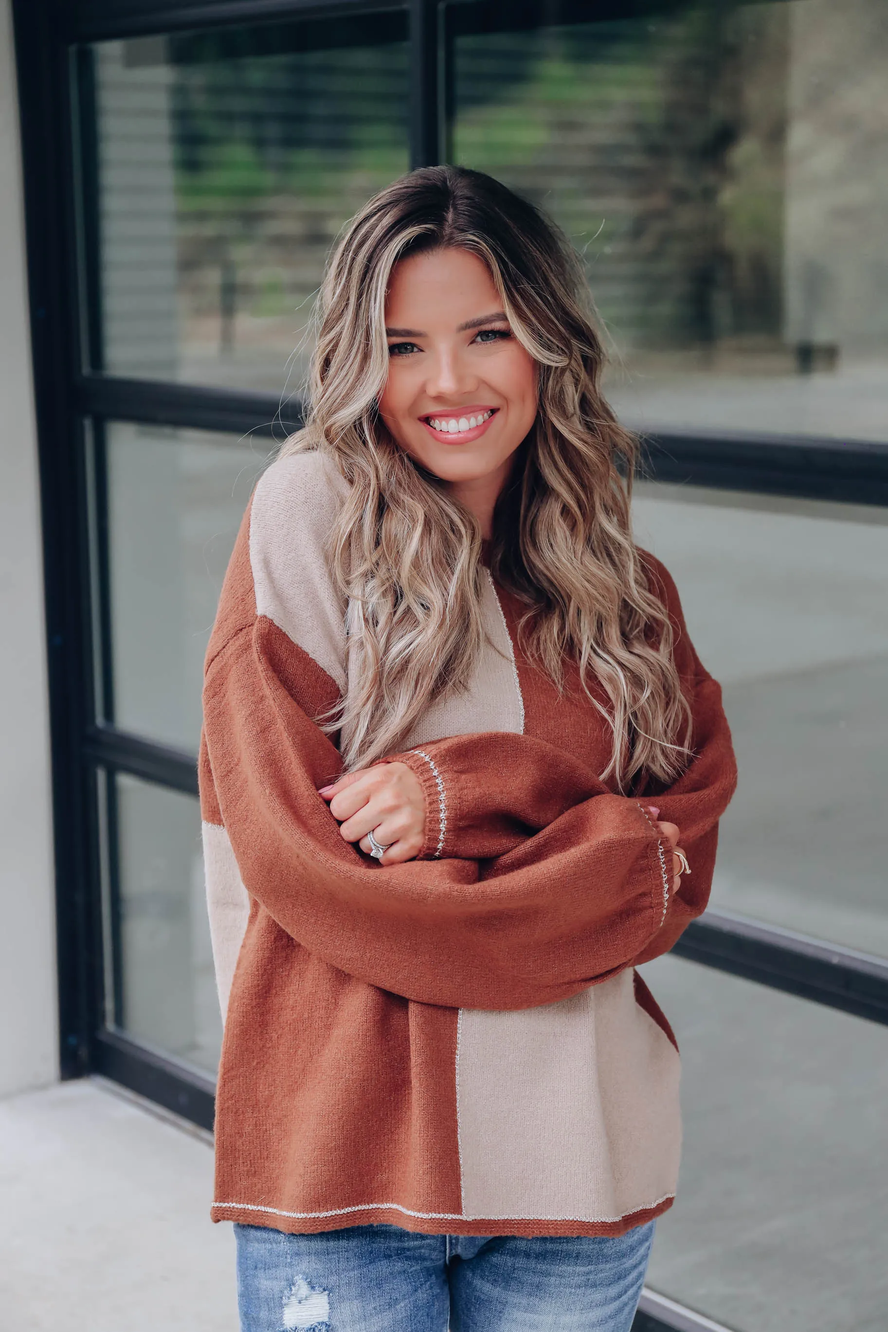 Coffee House Color Block Sweater