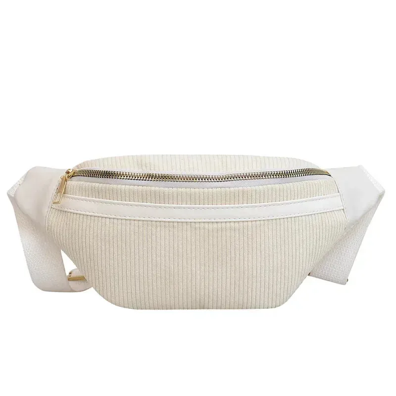 Corduroy Women's Waist Bag Small Canvas Ladies Shoulder Crossbody Bags for Women 2024 Fanny Pack Fashion Phone Female Chest Bag
