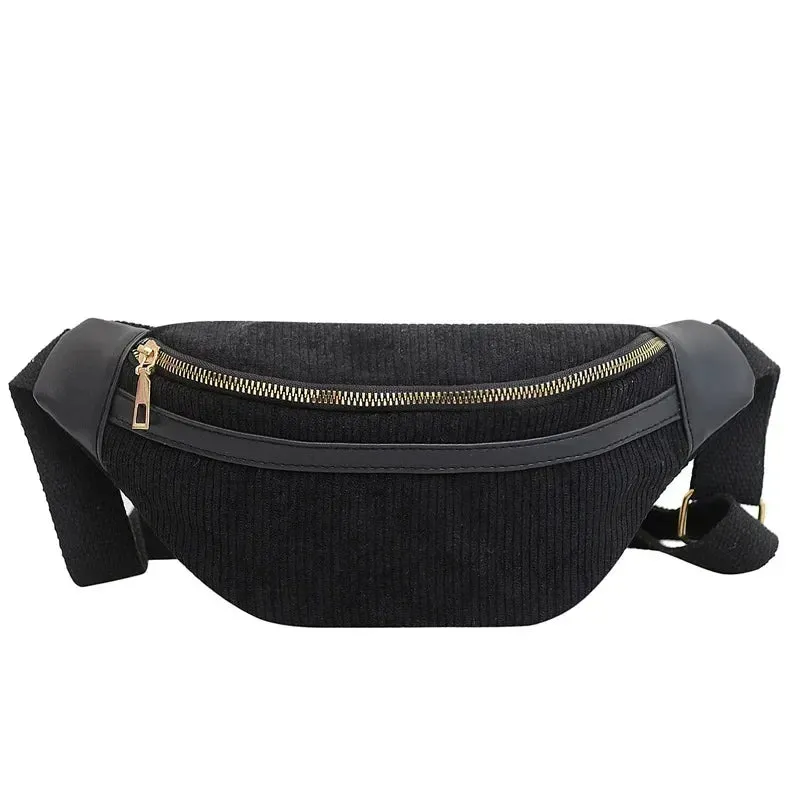 Corduroy Women's Waist Bag Small Canvas Ladies Shoulder Crossbody Bags for Women 2024 Fanny Pack Fashion Phone Female Chest Bag