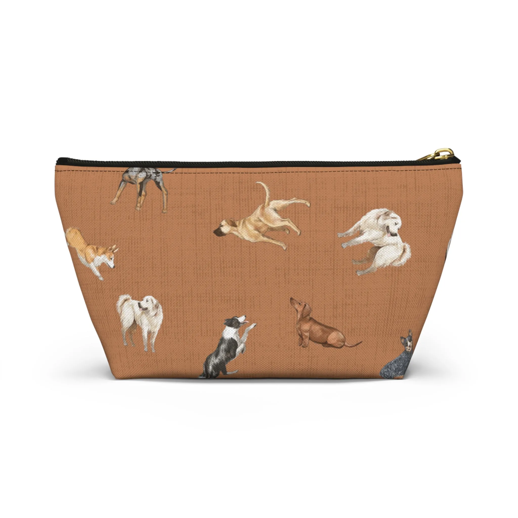 Cow Dogs Pencil Pouch in Saddle