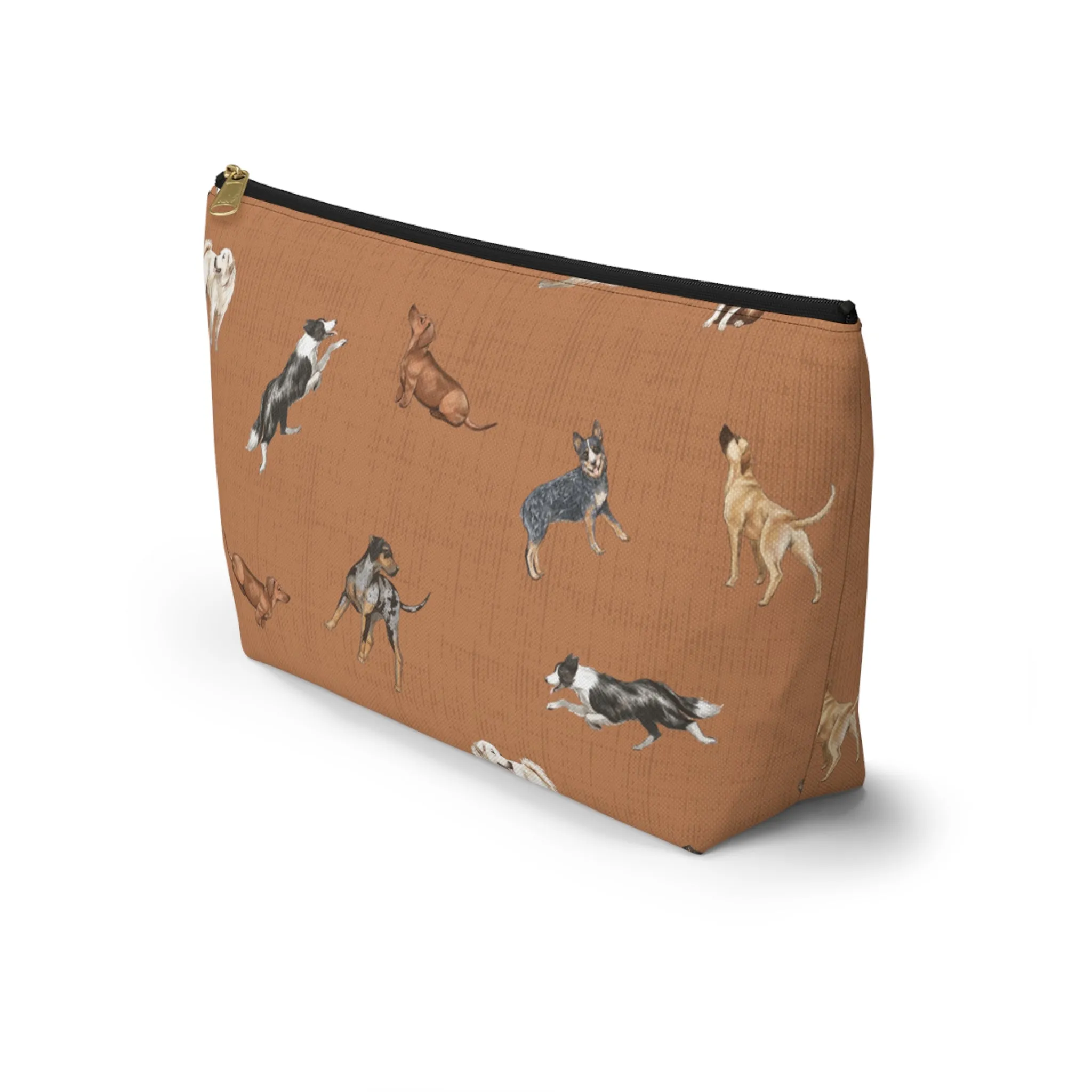 Cow Dogs Pencil Pouch in Saddle