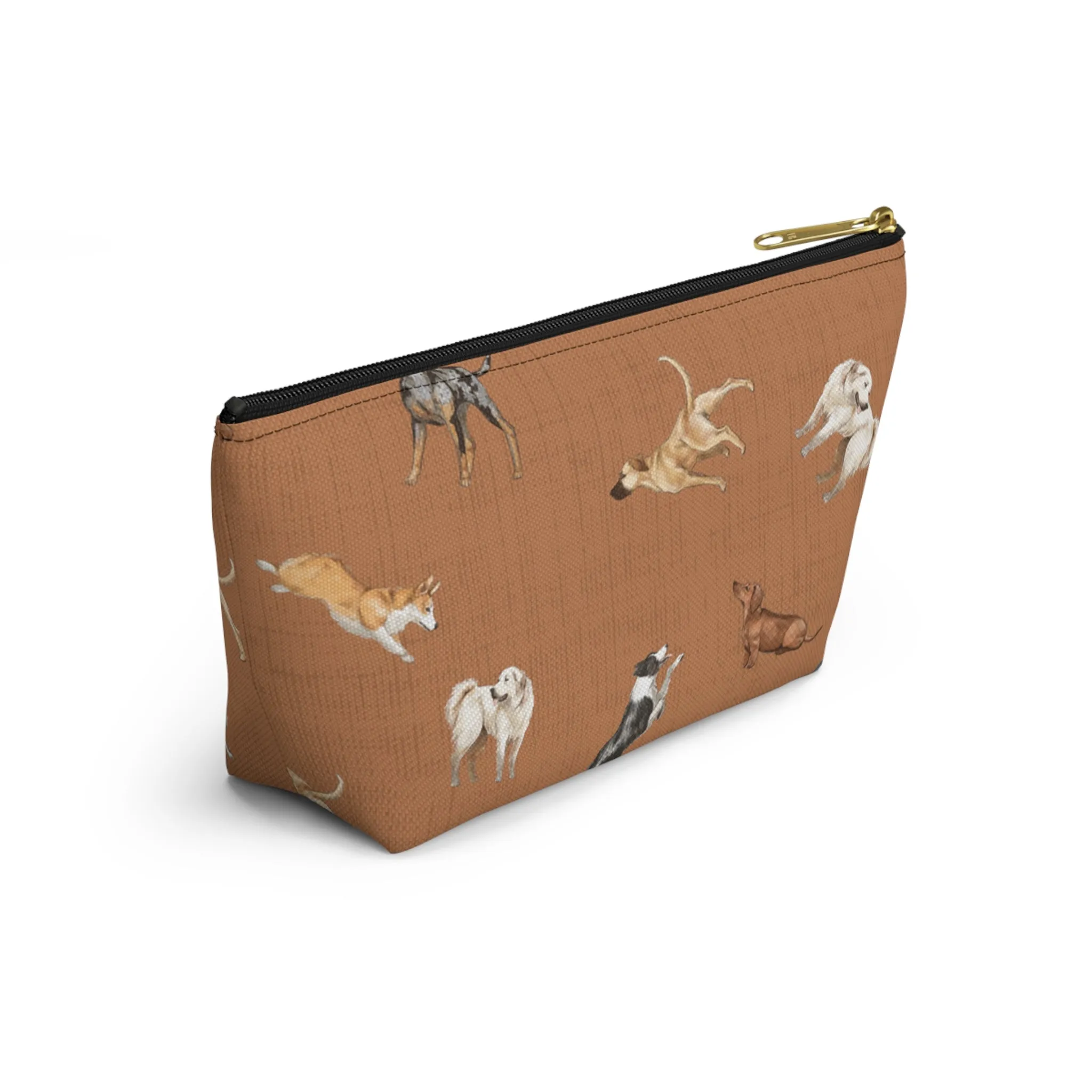 Cow Dogs Pencil Pouch in Saddle