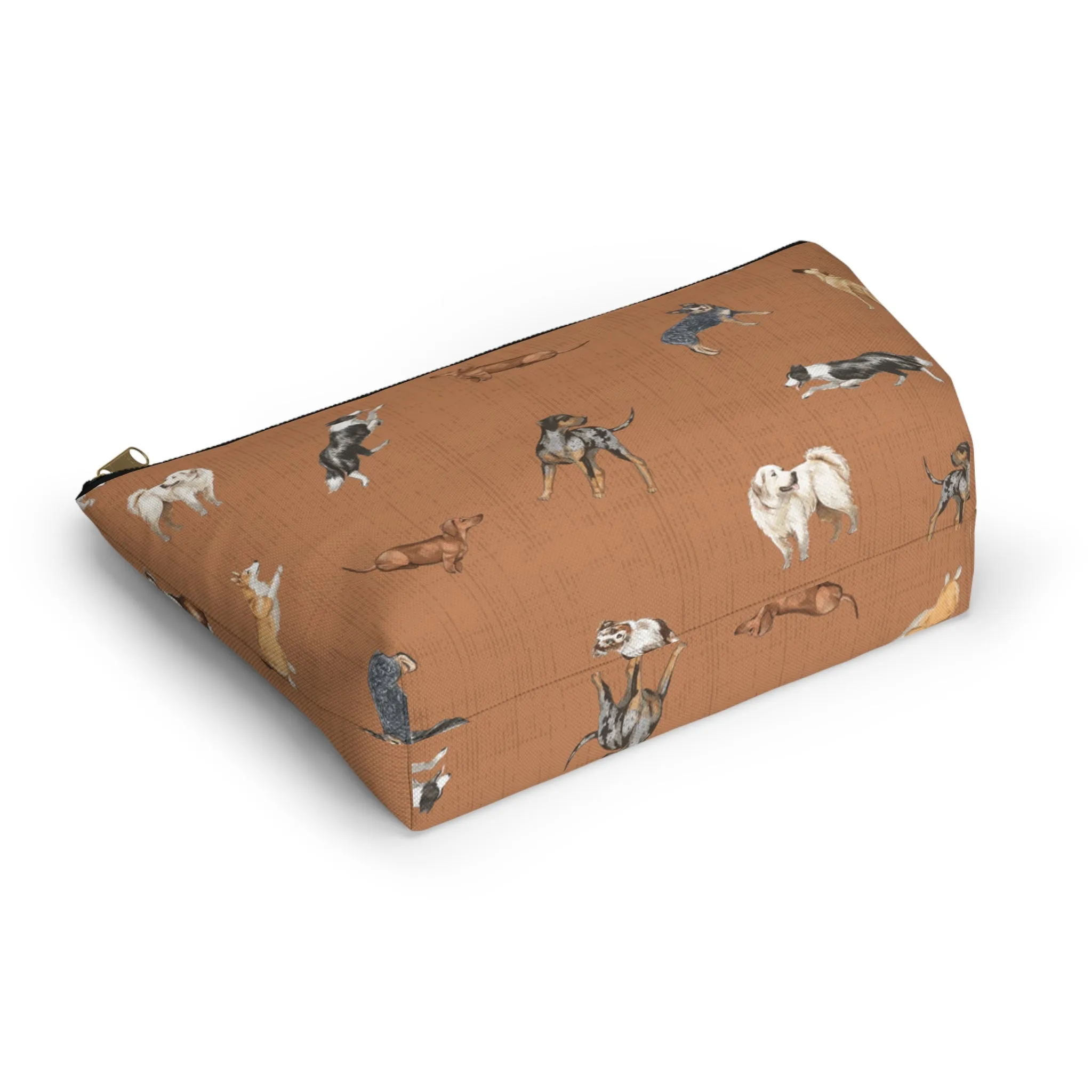 Cow Dogs Pencil Pouch in Saddle