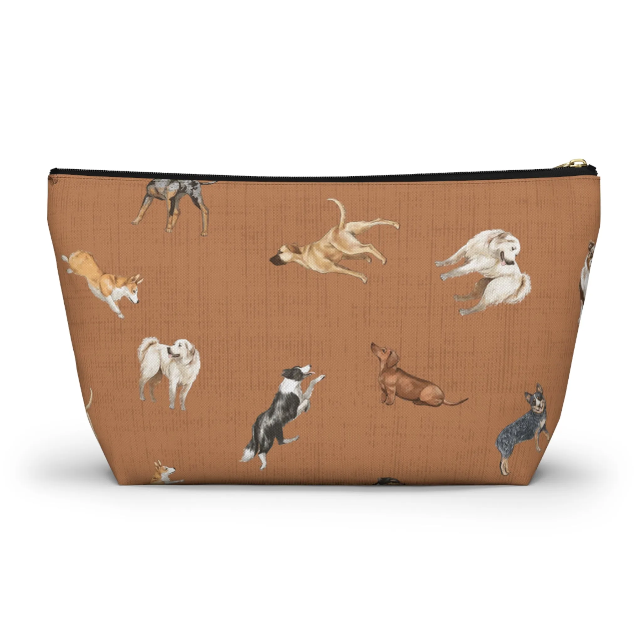 Cow Dogs Pencil Pouch in Saddle