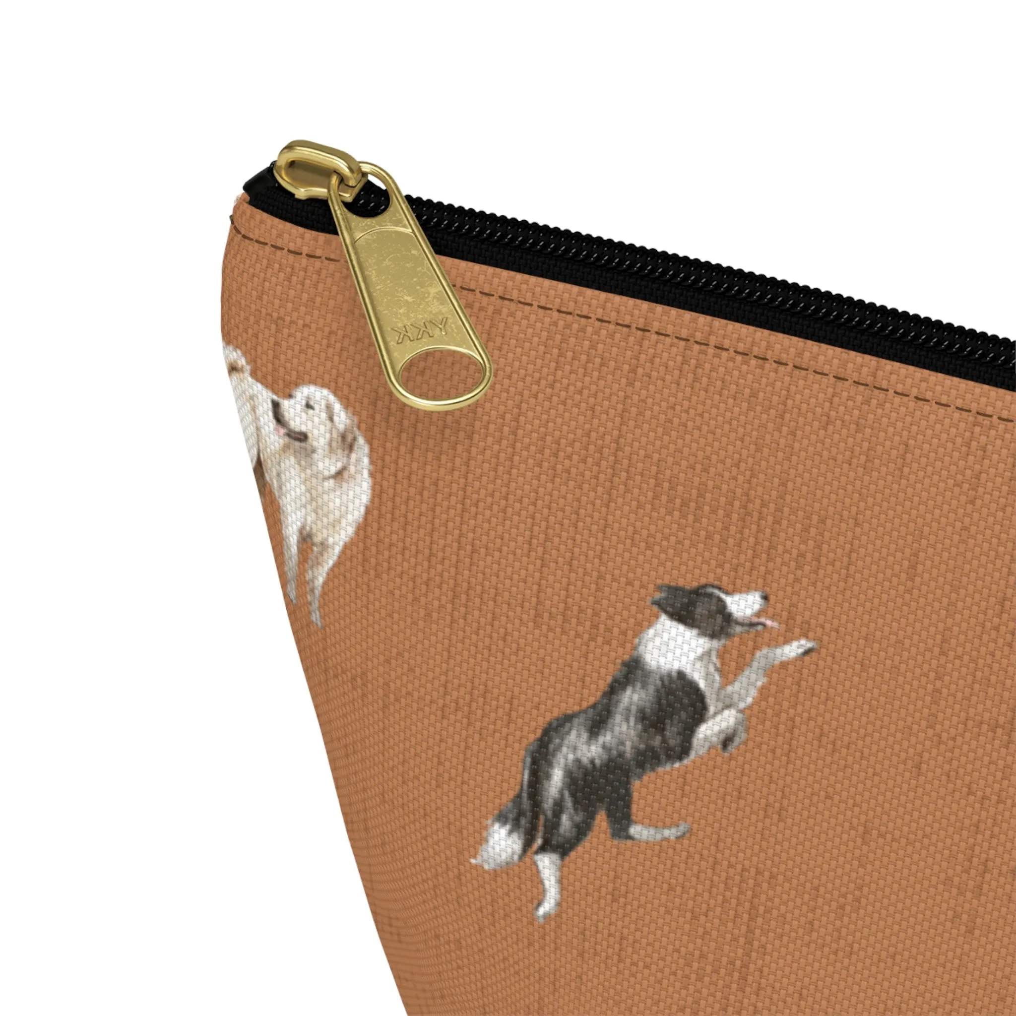 Cow Dogs Pencil Pouch in Saddle