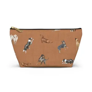 Cow Dogs Pencil Pouch in Saddle