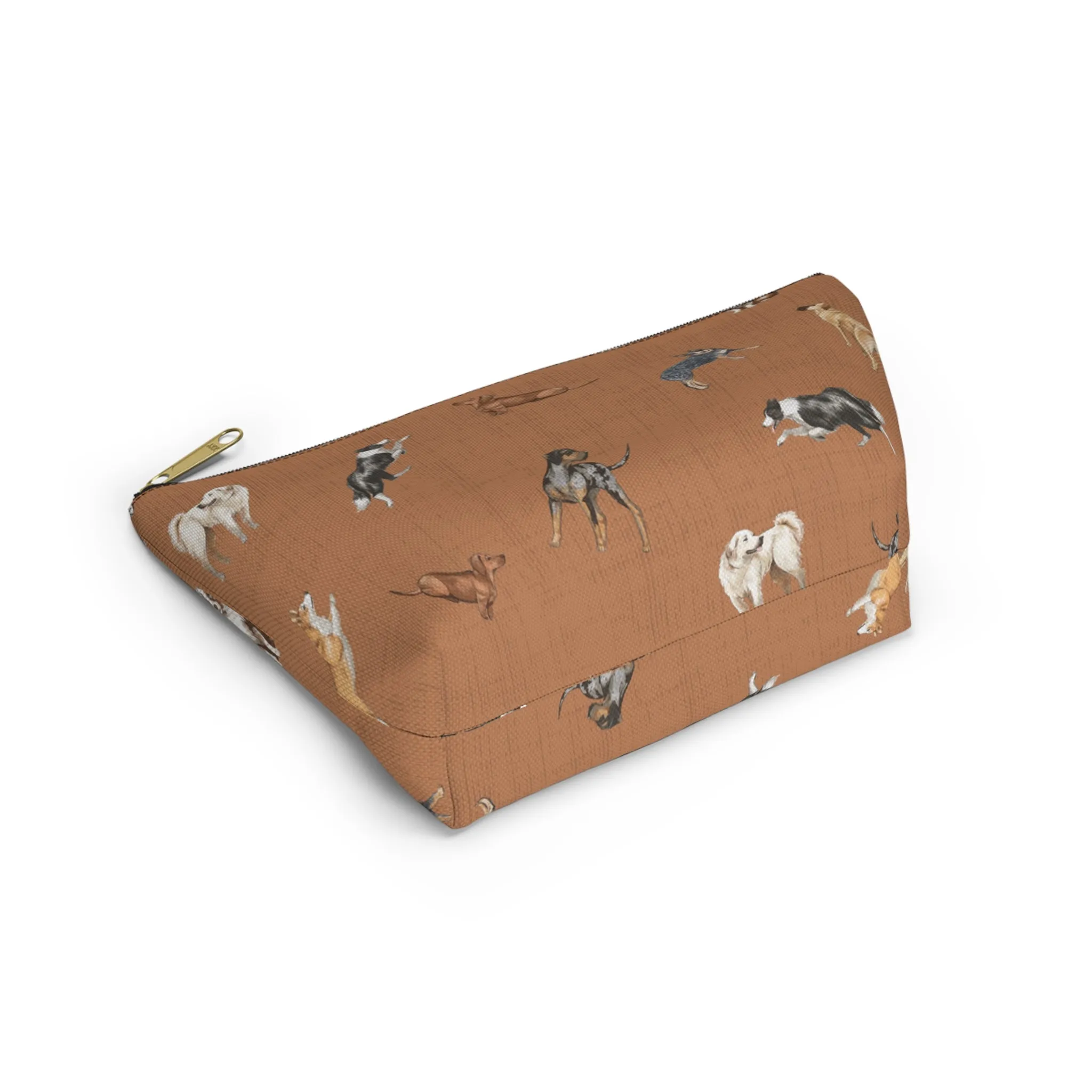 Cow Dogs Pencil Pouch in Saddle