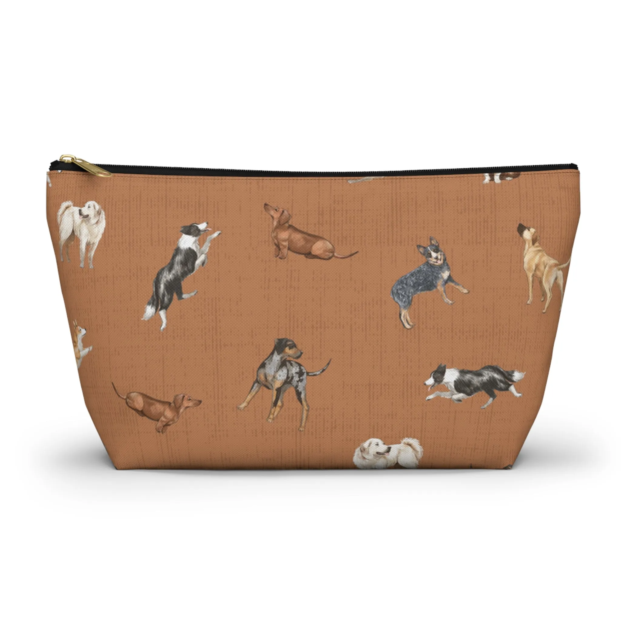 Cow Dogs Pencil Pouch in Saddle