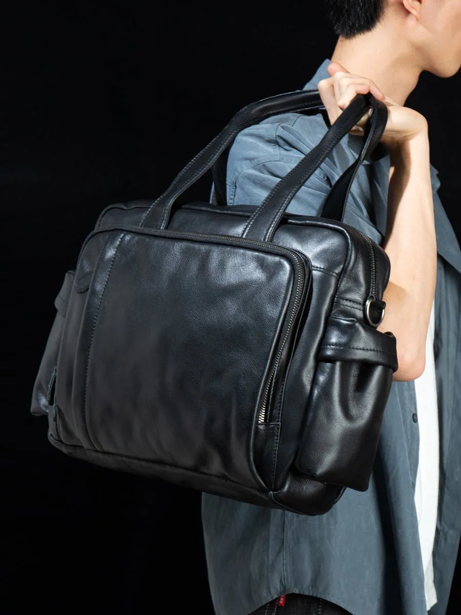 Cowhide fashion men's bag leisure large capacity fitness bag