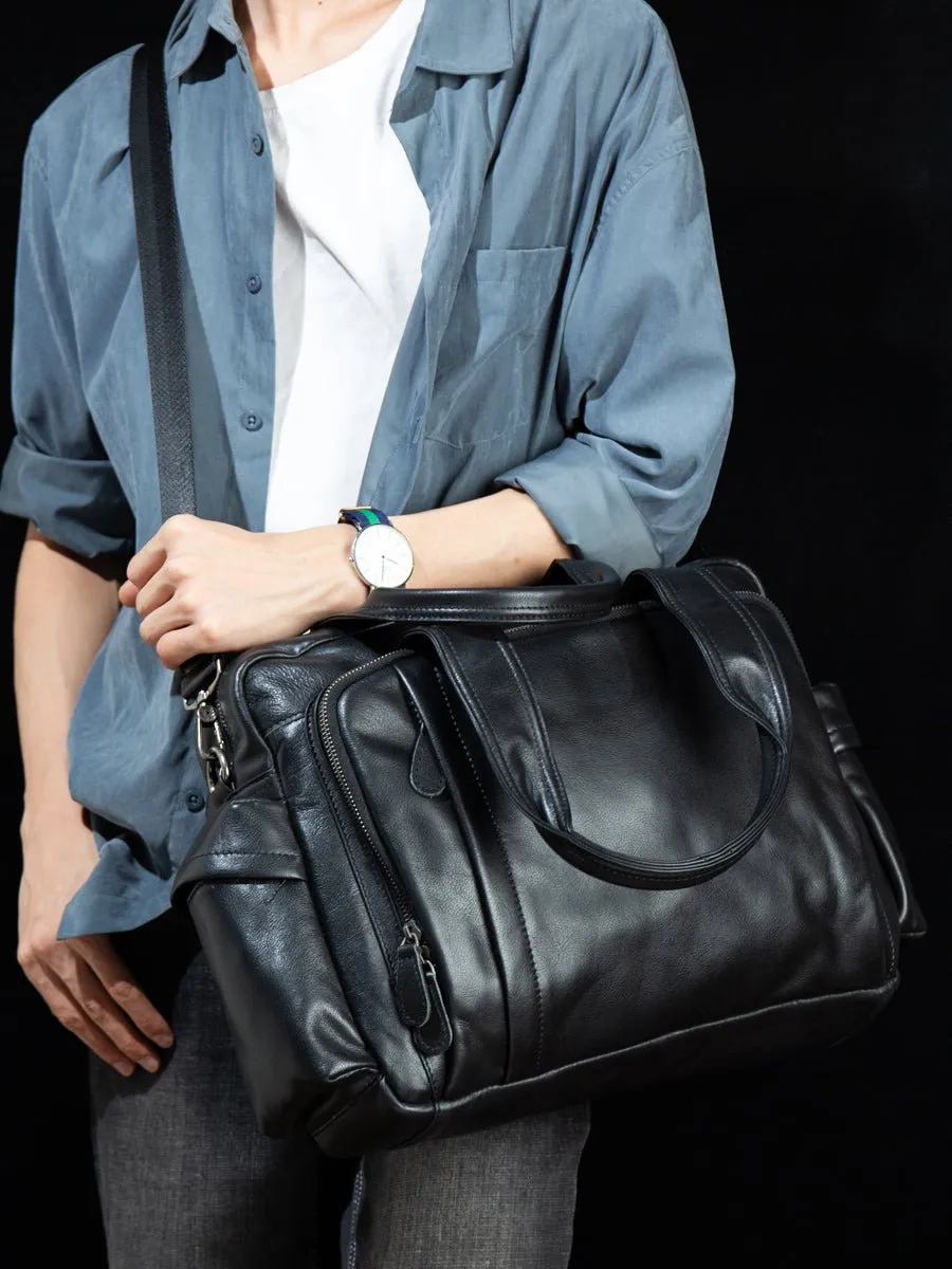 Cowhide fashion men's bag leisure large capacity fitness bag