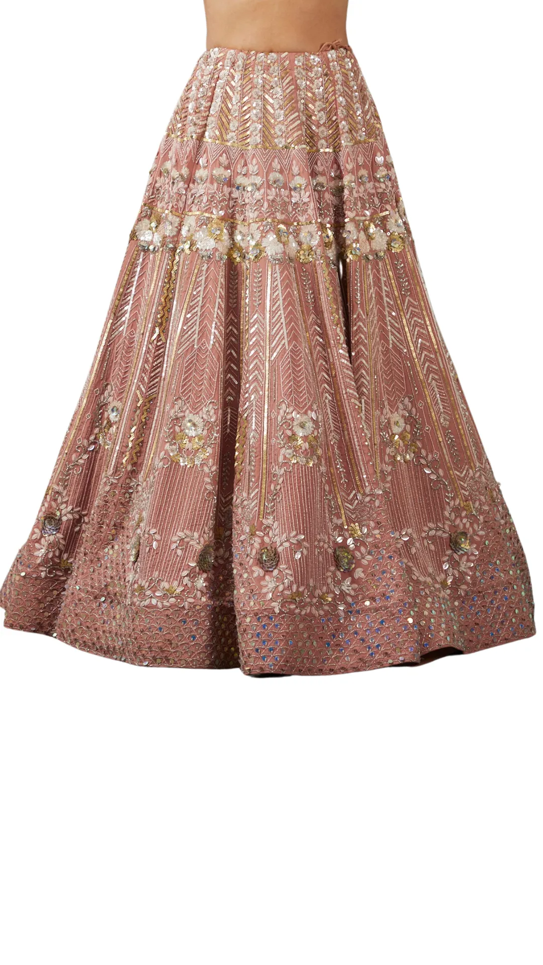 Creamy Coral 3D Fully Embellished Lehenga