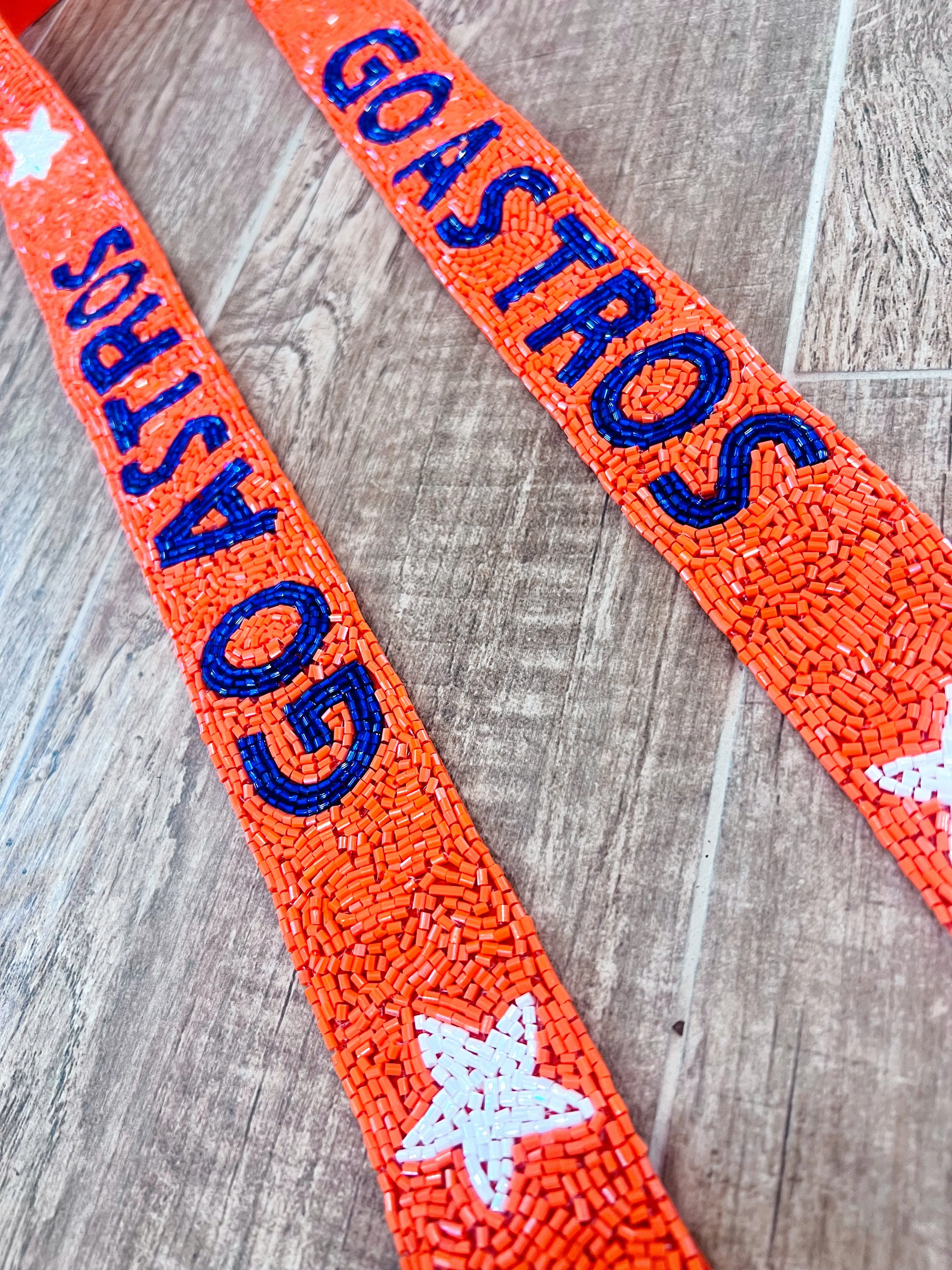 Custom Orange Beaded Houston Astros Strap