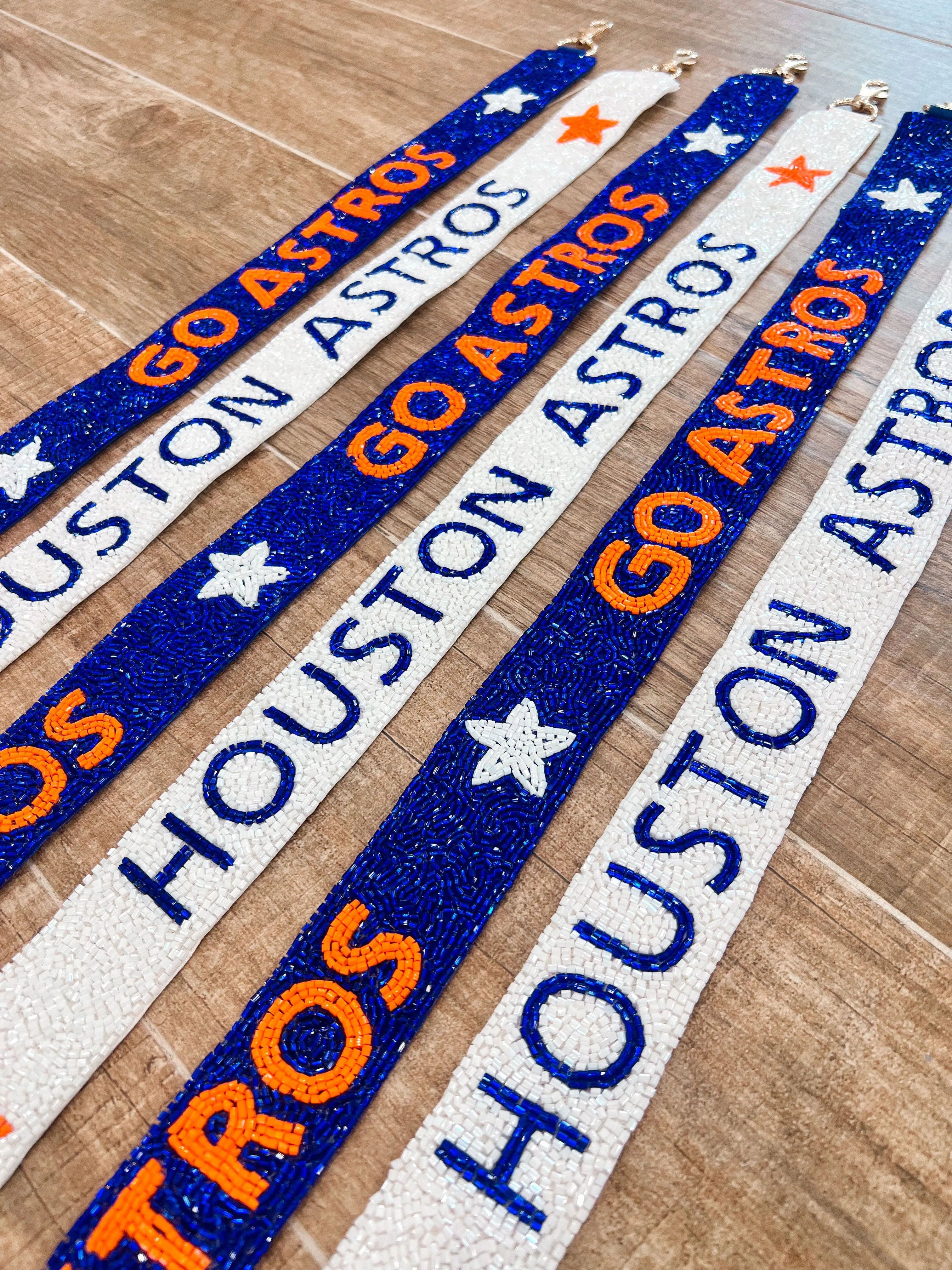 Custom White Beaded Houston Astros Strap