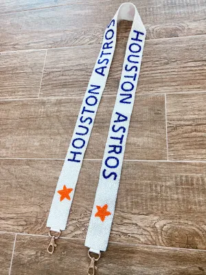 Custom White Beaded Houston Astros Strap