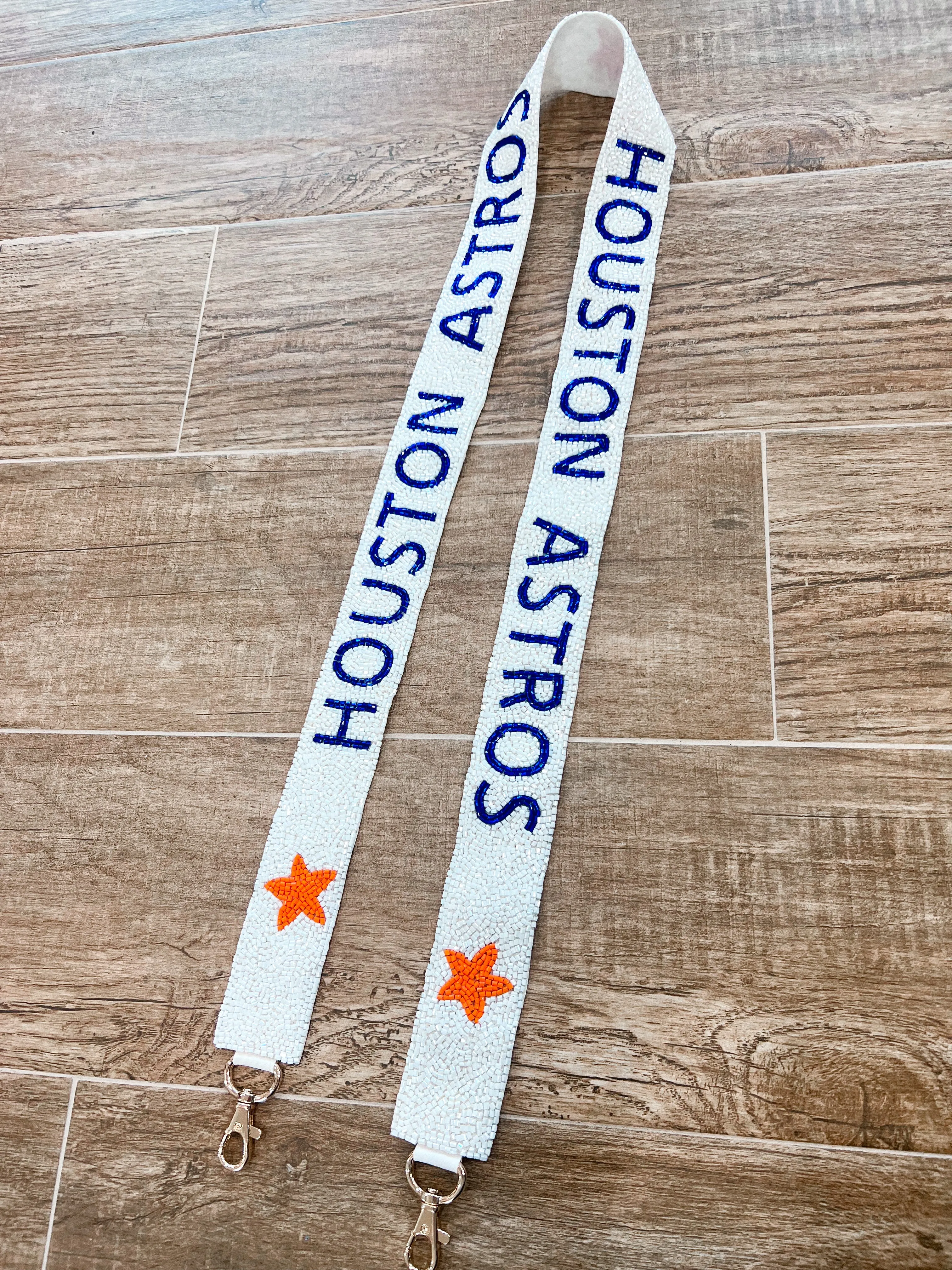 Custom White Beaded Houston Astros Strap