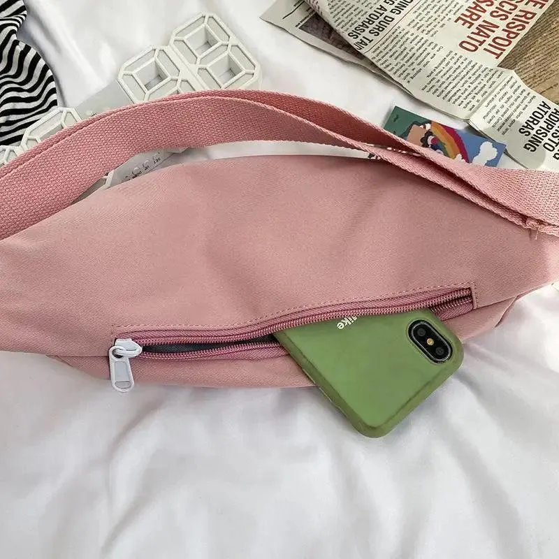 Cute Solid Color Fanny Pack For Girls Trendy Crossbody Chest Bag Belt Waist Packs Workout Traveling Dog Walking Casual Fashion Outdoor Waist Pack Bag Cool Fanny Packs