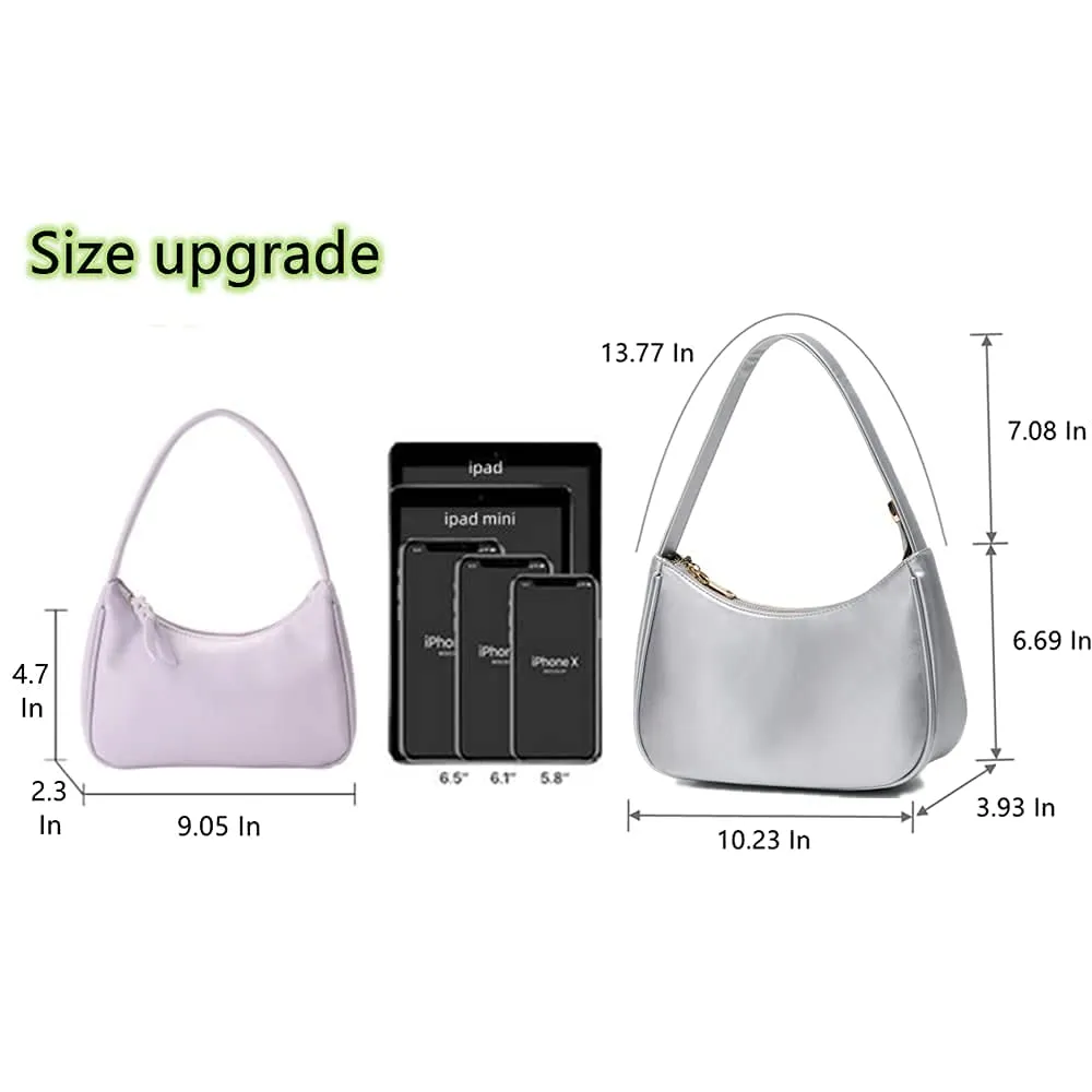 CYHTWSDJ Silver Shoulder Bags for Women, Cute Hobo bag with Zipper Closure