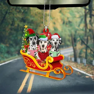 Dalmatian-Dog Christmas Sleigh Car-Two Sided Ornament