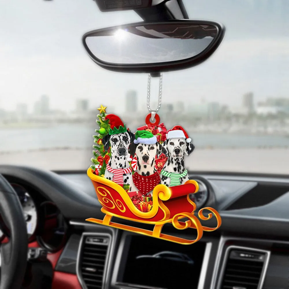 Dalmatian-Dog Christmas Sleigh Car-Two Sided Ornament