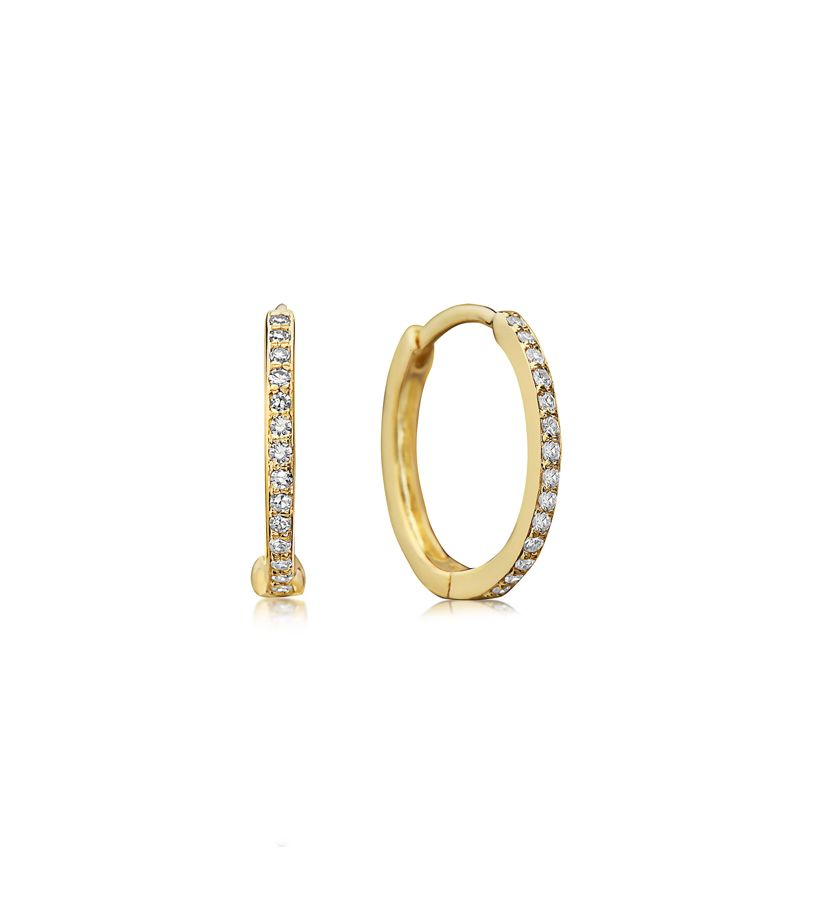 Diamond 15mm Huggie Hoop Earring
