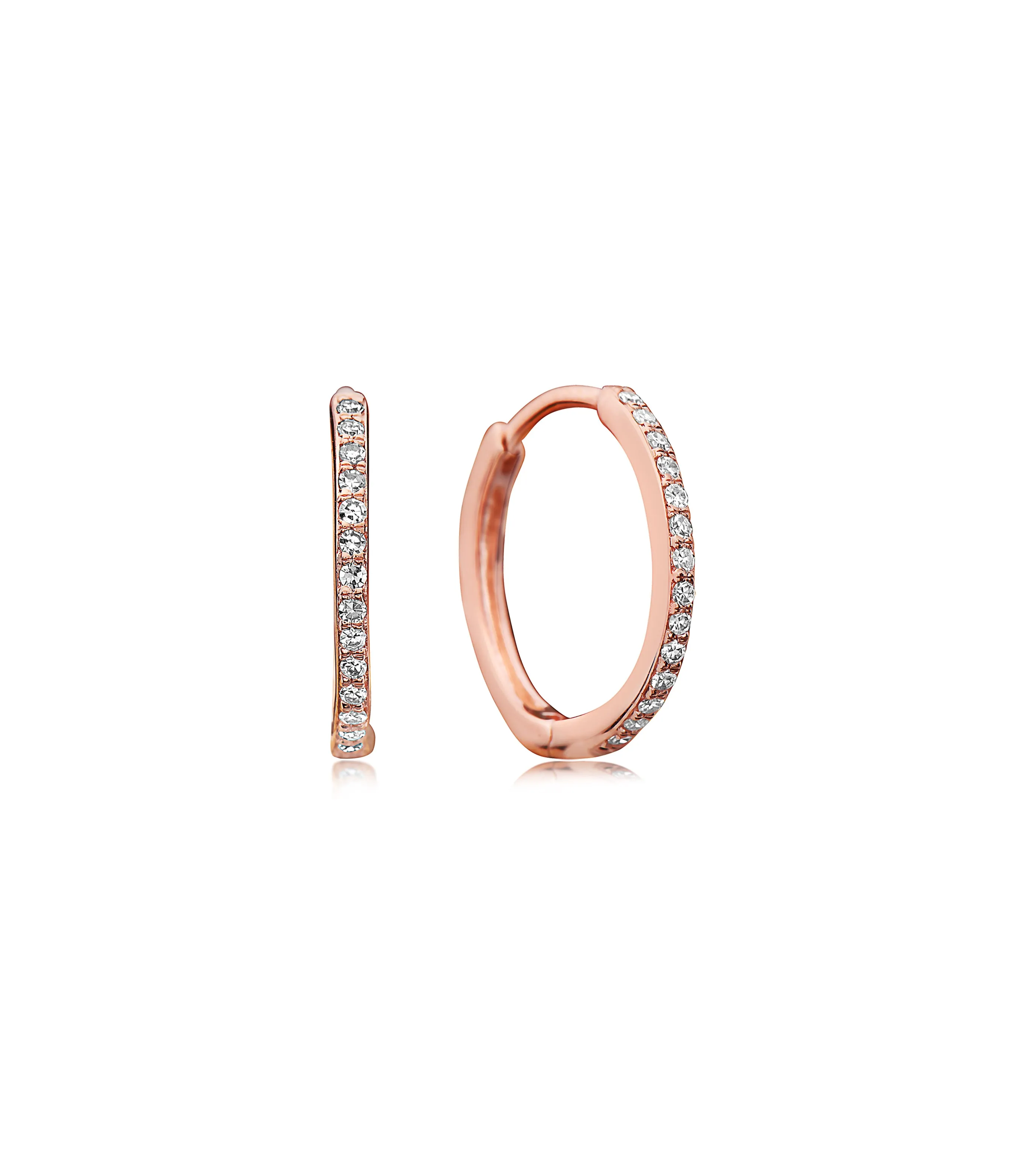 Diamond 15mm Huggie Hoop Earring