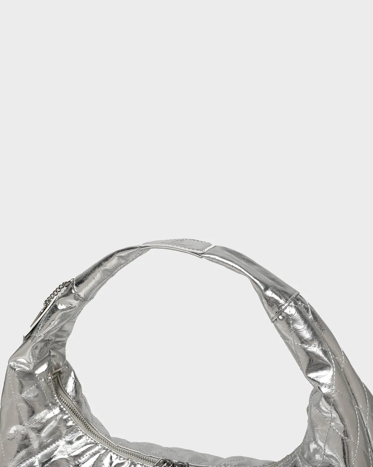 Diamond Stitch Quilted Chic Tote Bag in Silver