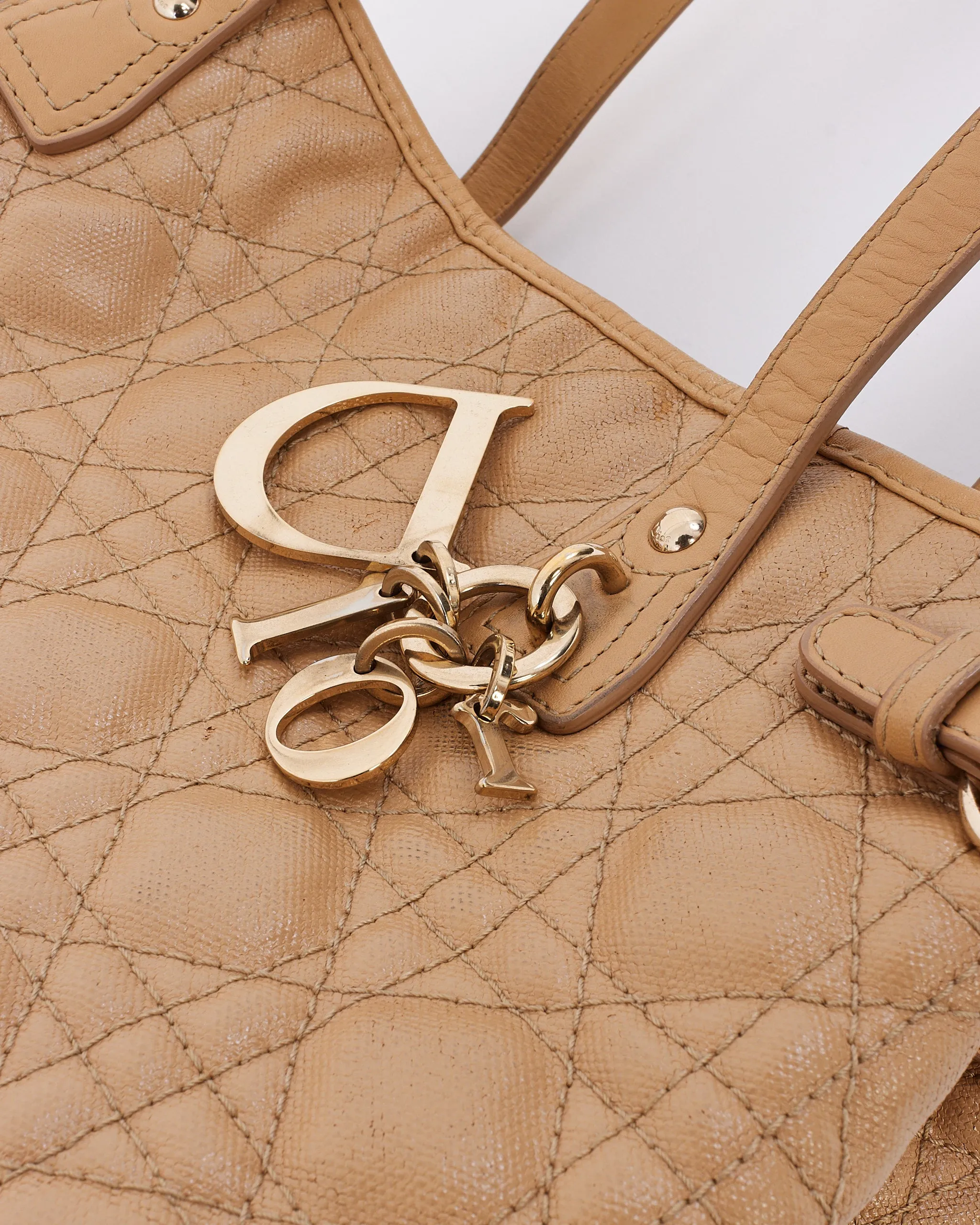 Dior Beige Coated Canvas Panera Tote Bag