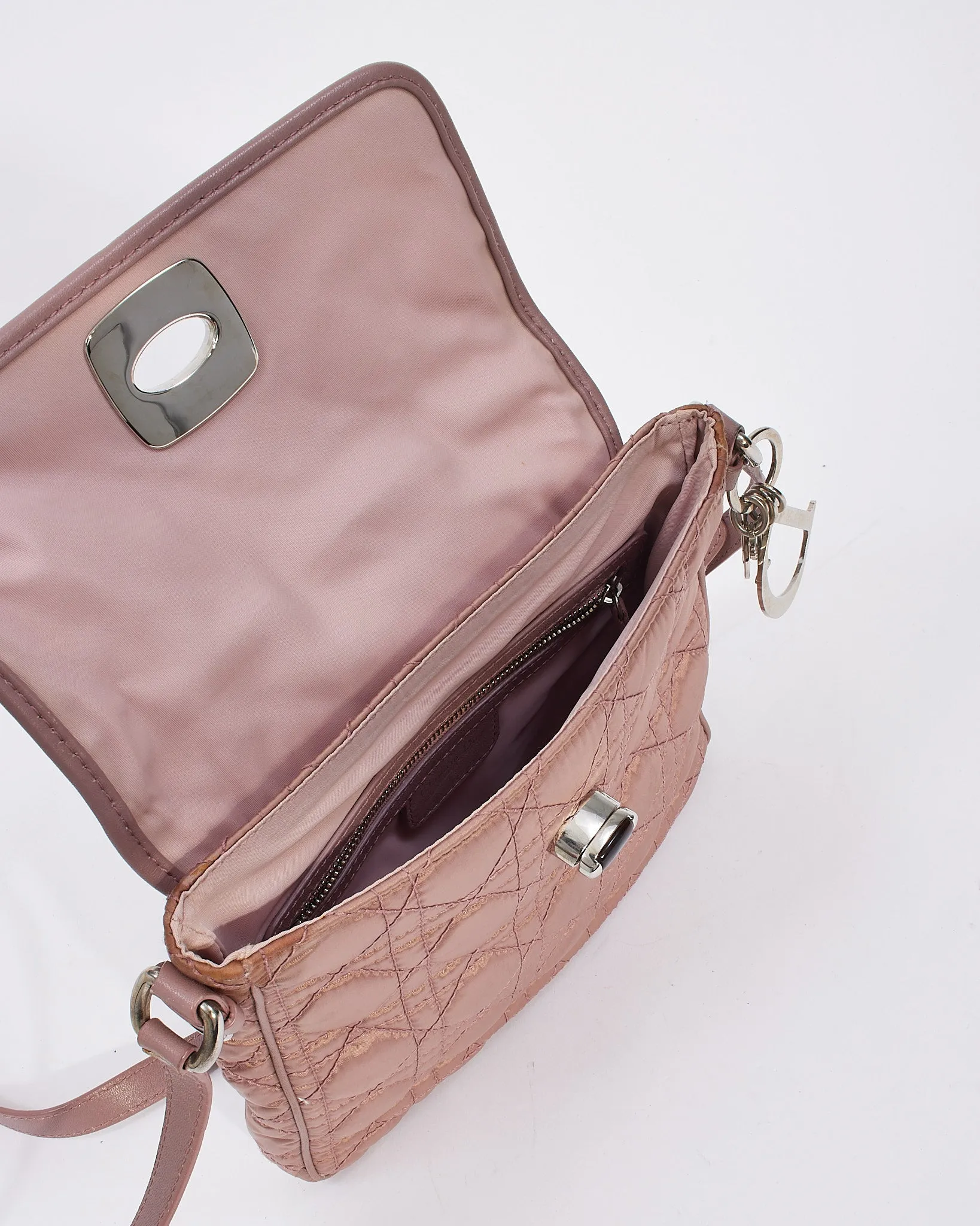 Dior Pink Nylon Cannage Square Crossbody Bag