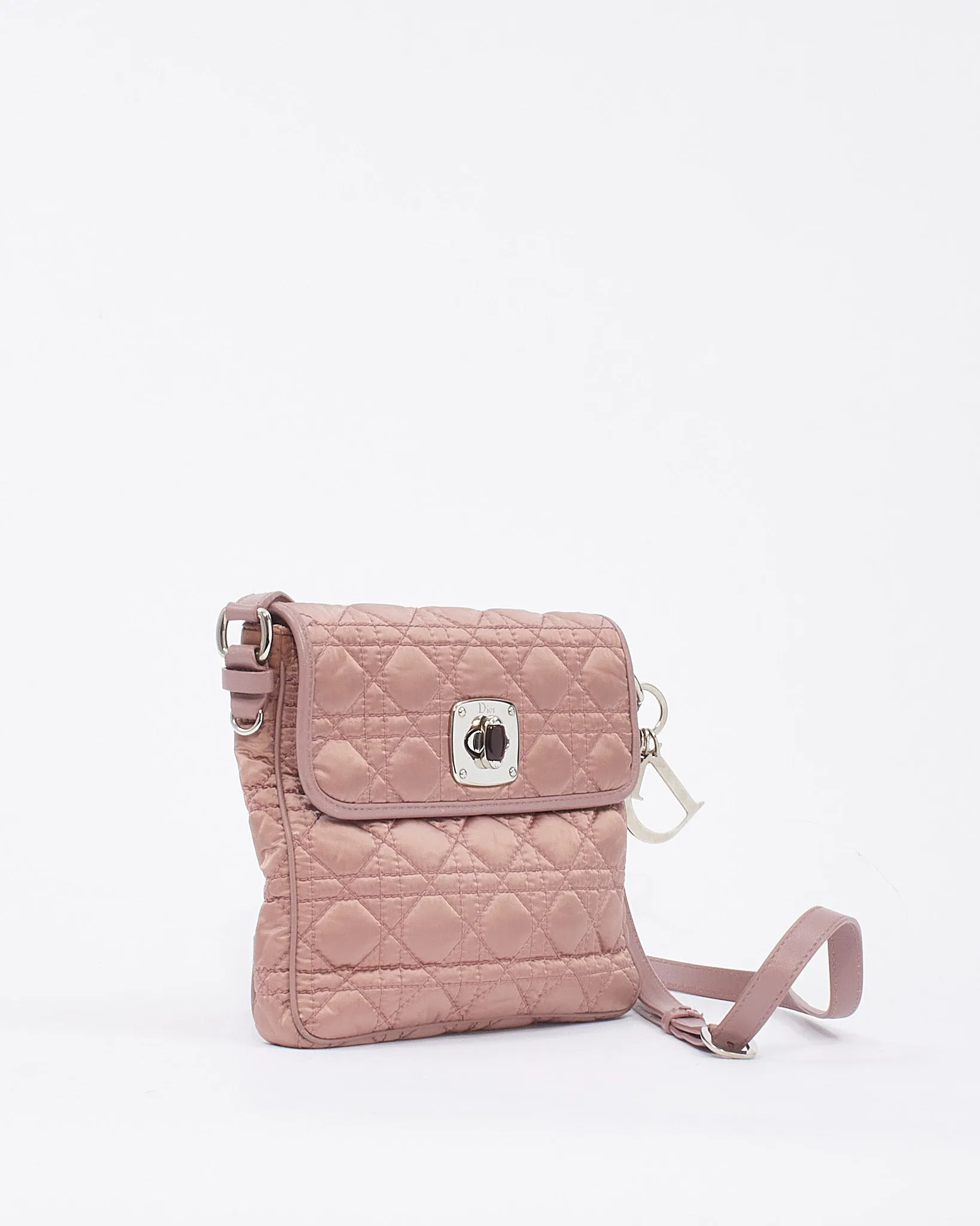 Dior Pink Nylon Cannage Square Crossbody Bag