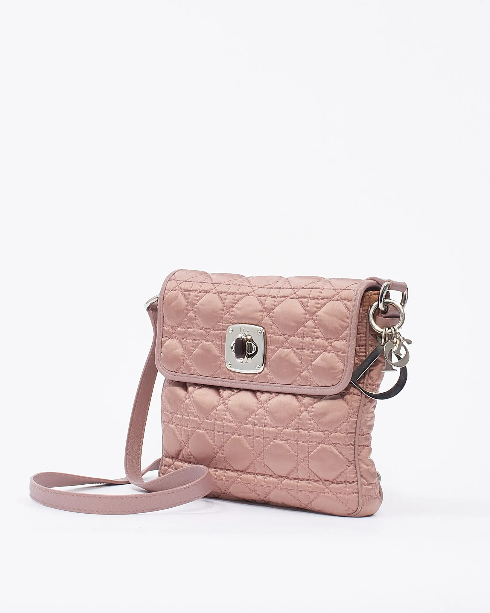 Dior Pink Nylon Cannage Square Crossbody Bag
