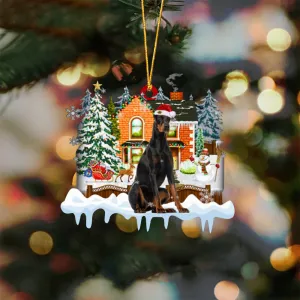 Dobermann 1-Xmas House-Two Sided Ornament