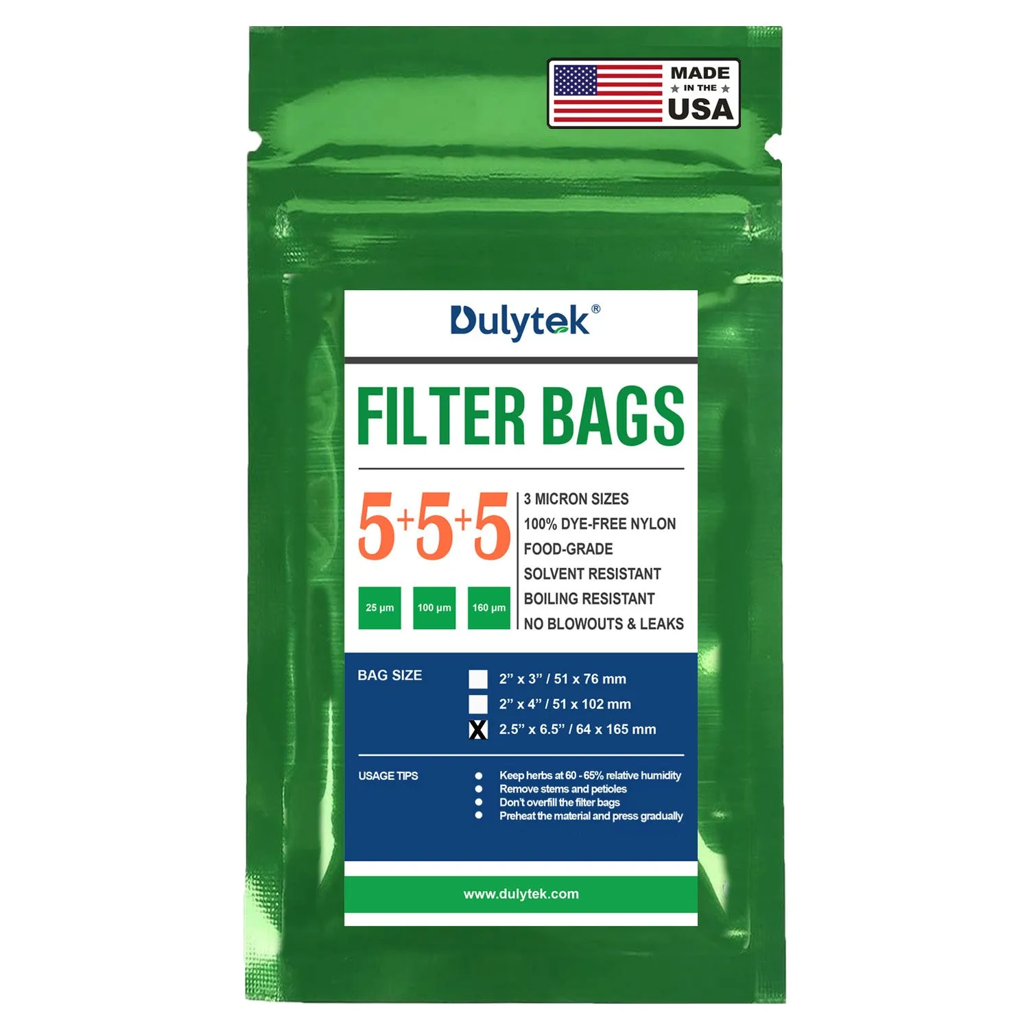 Dulytek® Premium Nylon Filter Bags, 2.5" x 6.5", Various Micron Mesh Sizes Available, and Free Packing Card - Zero Blowouts