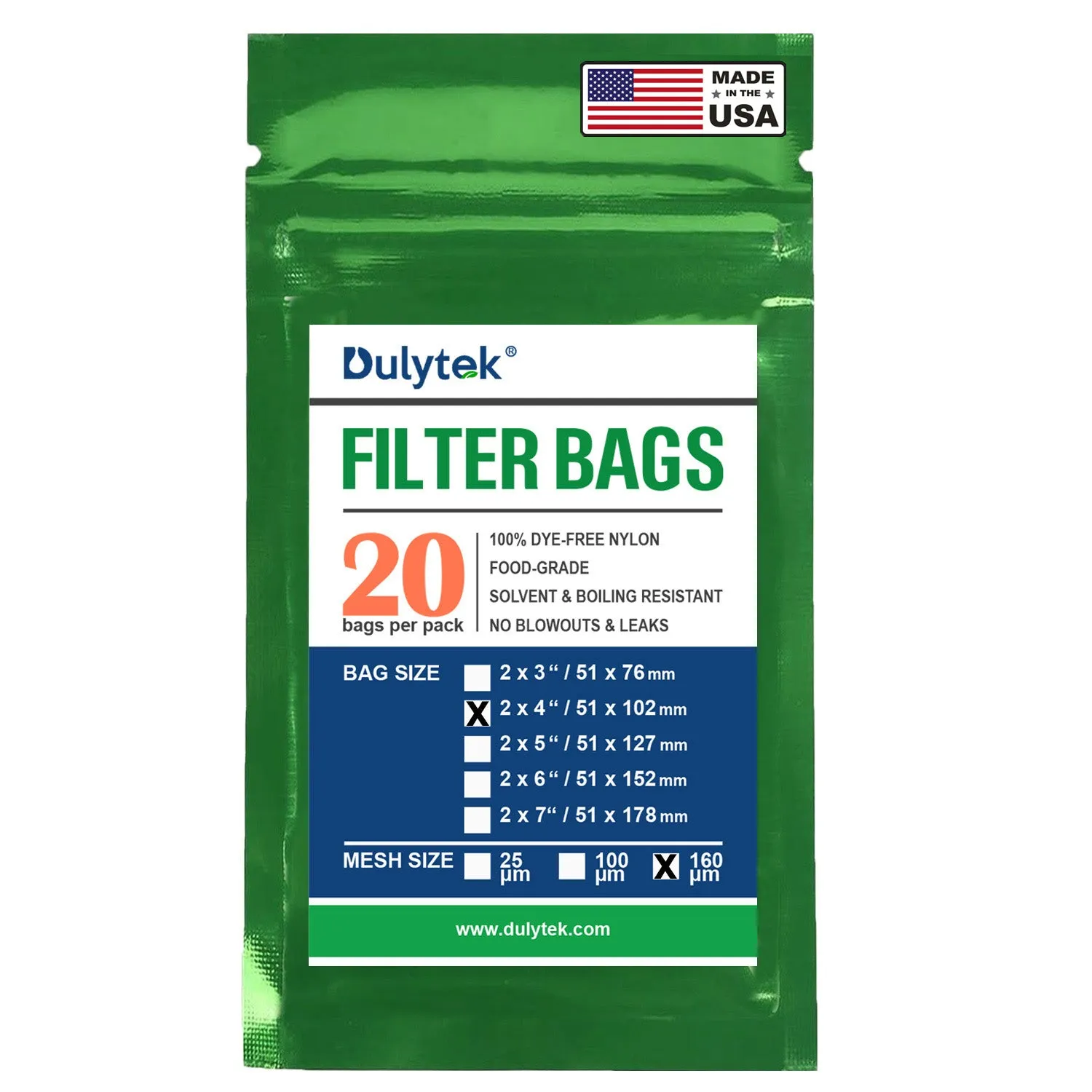 Dulytek® Premium Nylon Filter Bags, 2" x 4", Various Micron Mesh Sizes Available, and Free Packing Card - Zero Blowouts