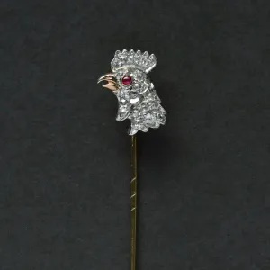 Edwardian Diamond Rooster Stick Pin