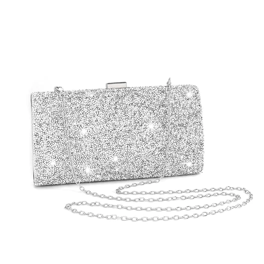 ELABEST Glitter Evening Clutch Bag, Double Sided Diamond Crossbody Bag
