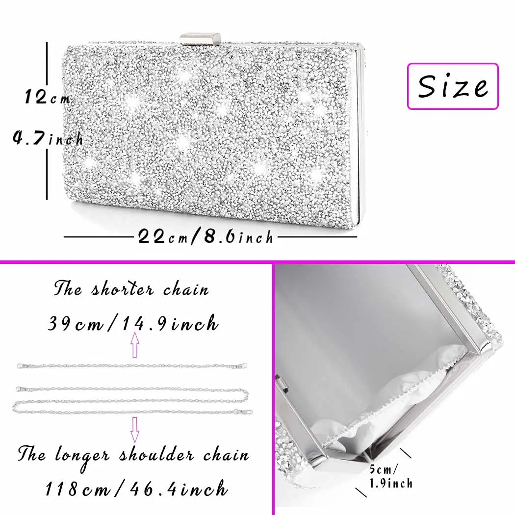 ELABEST Glitter Evening Clutch Bag, Double Sided Diamond Crossbody Bag