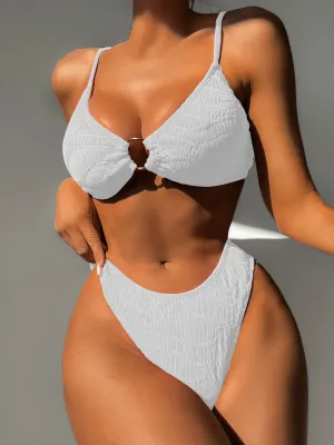 European and American New Pattern Special Bikini Solid Color Small Circle Aliexpress Cross-Border Triangle Bag SwimsuitLG213