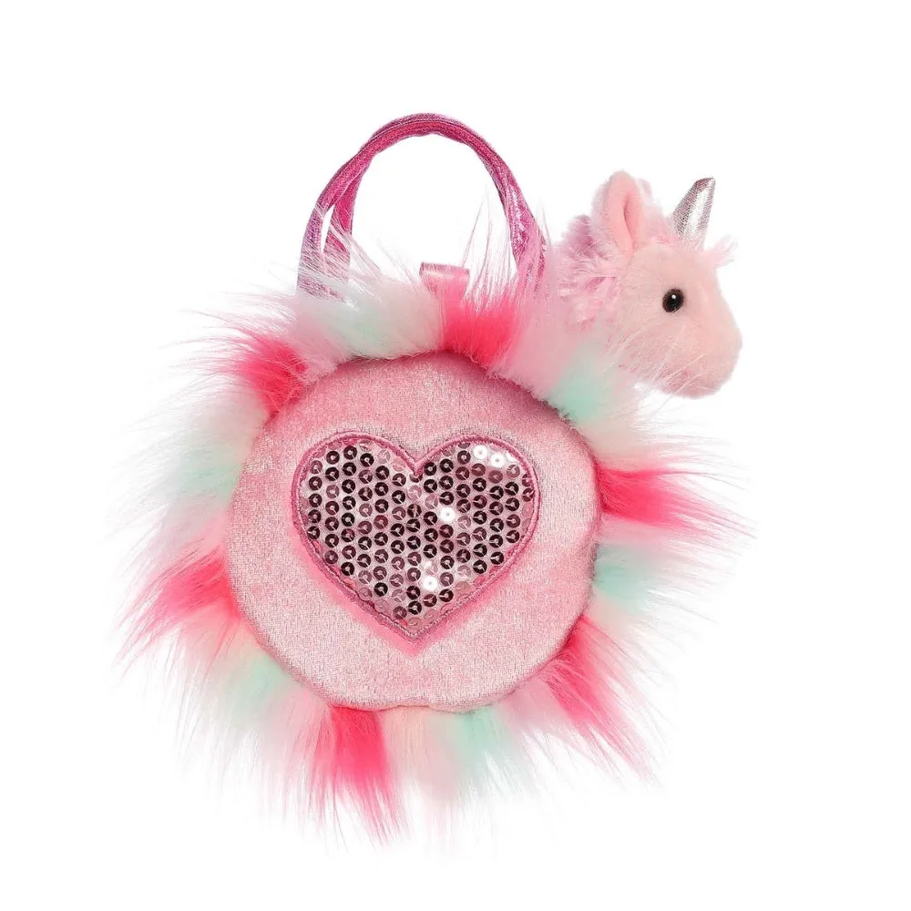 Fancy Pal Unicorn in Fluffy Pink Heart Bag