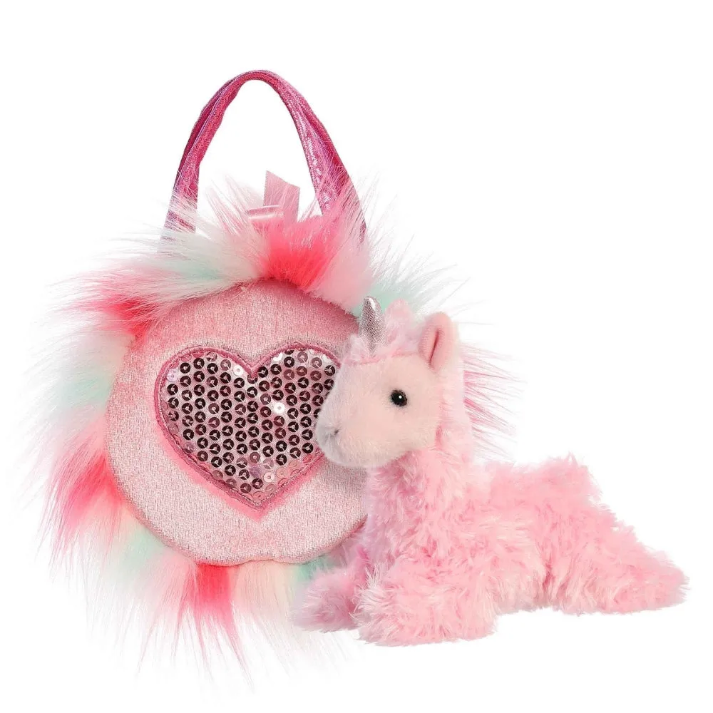 Fancy Pal Unicorn in Fluffy Pink Heart Bag