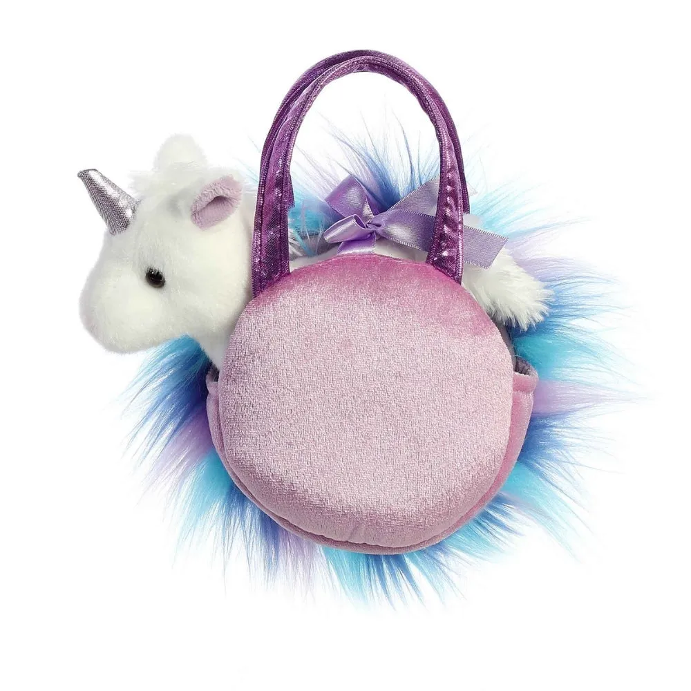 Fancy Pal Unicorn in Fluffy Purple Star Bag