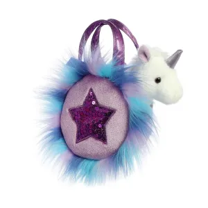 Fancy Pal Unicorn in Fluffy Purple Star Bag