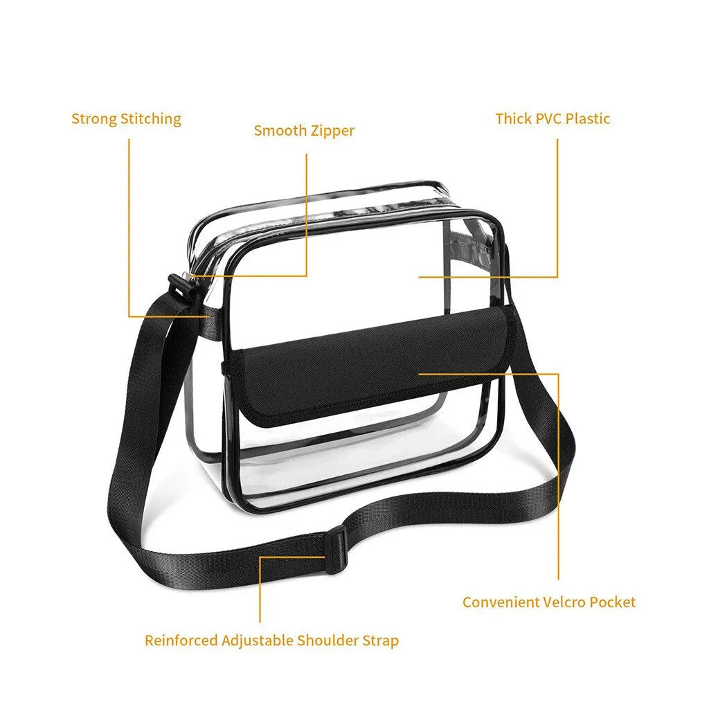 Fashion Casual Shoulder Bag Canvas Chest Bag Clear Crossbody Purse Stadium Concert Free Security Check Transparent Small Bag