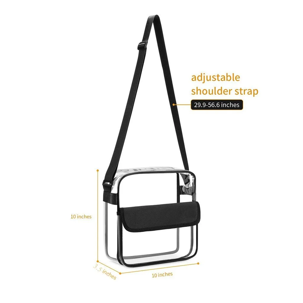 Fashion Casual Shoulder Bag Canvas Chest Bag Clear Crossbody Purse Stadium Concert Free Security Check Transparent Small Bag