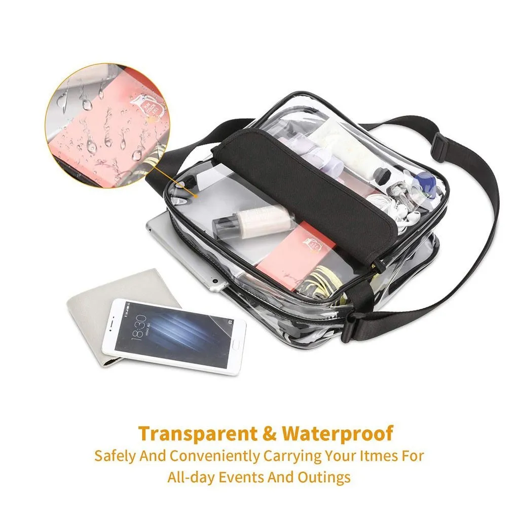 Fashion Casual Shoulder Bag Canvas Chest Bag Clear Crossbody Purse Stadium Concert Free Security Check Transparent Small Bag