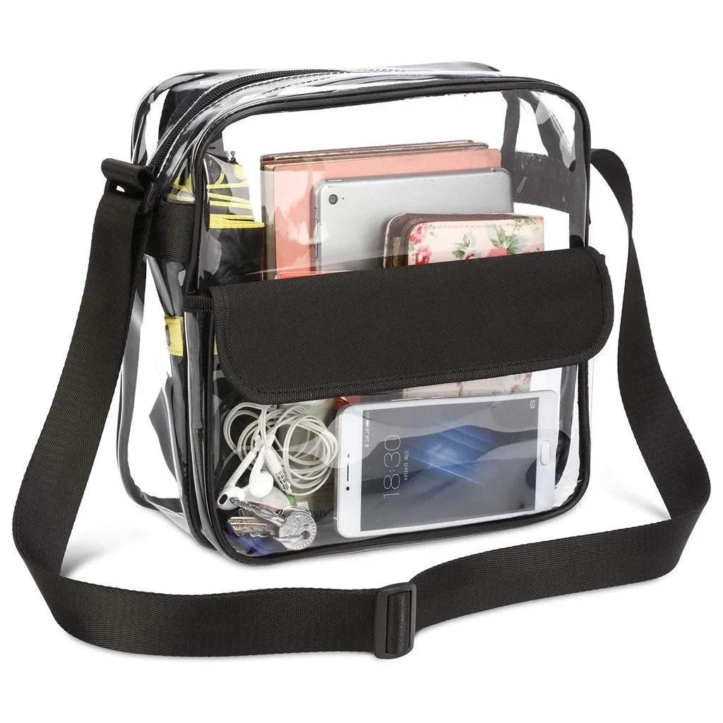 Fashion Casual Shoulder Bag Canvas Chest Bag Clear Crossbody Purse Stadium Concert Free Security Check Transparent Small Bag