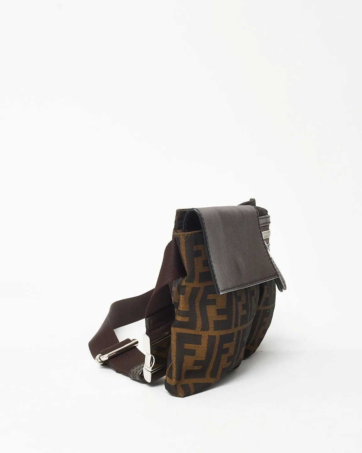 Fendi Brown Tobacco FF Zucca Print Canvas Double Pocket Belt Bag
